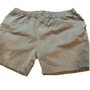 Chubbies Khakis Shorts Olive Green Elastic Waist Button Fly 7 Inseam Mens